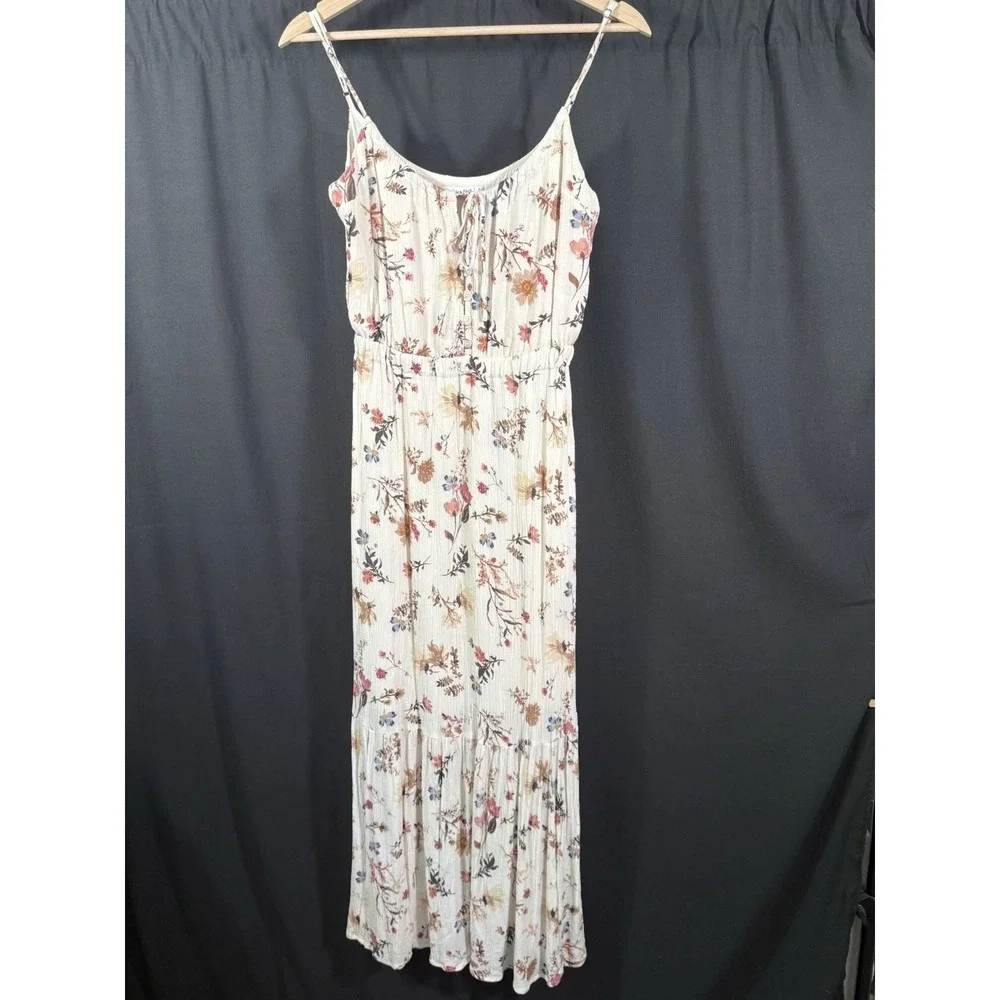 Abercrombie & Fitch Floral Maxi Sundress‎ Tie Neckline Buttons Flowy Womens S
